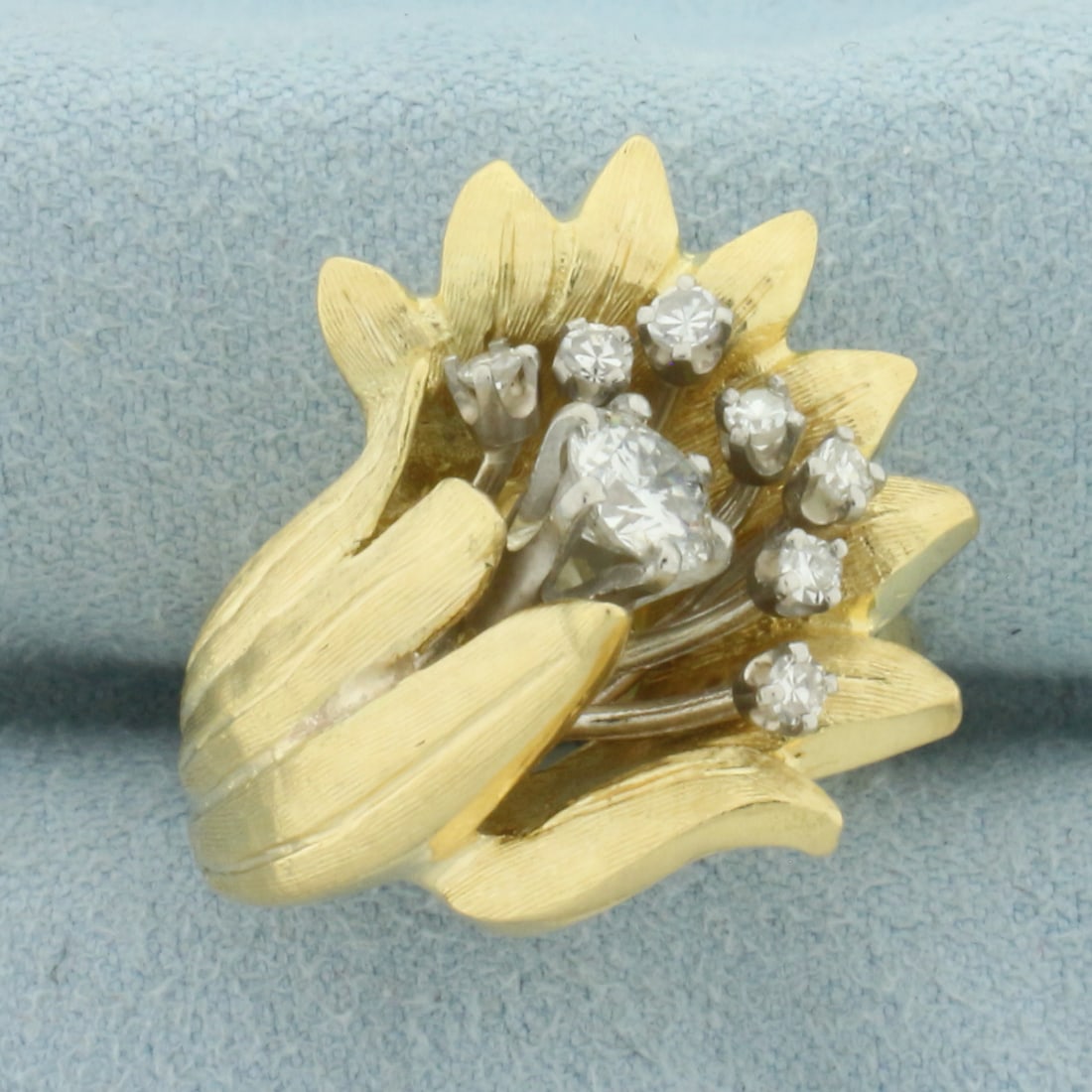 Diamond Flower Blossom Ring in 18k Yellow Gold
