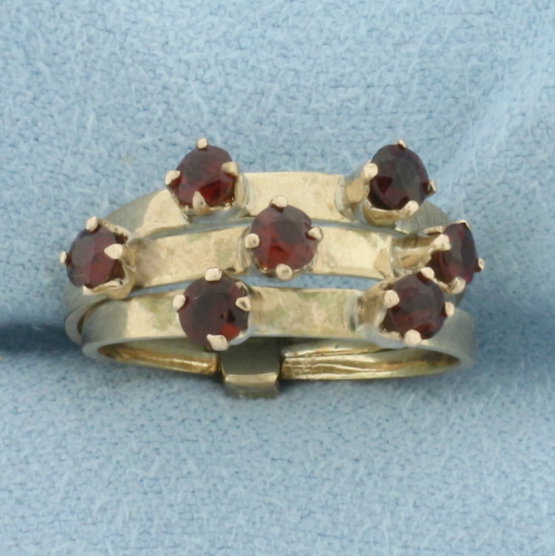 Garnet Stacking Rings Set of 3 in 14k Yellow Gold