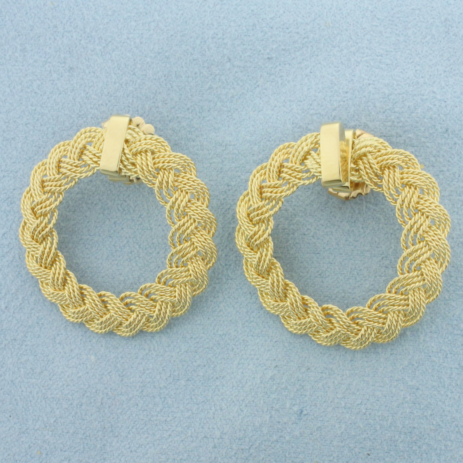 Braided Circle Earrings in 14k Yellow Gold