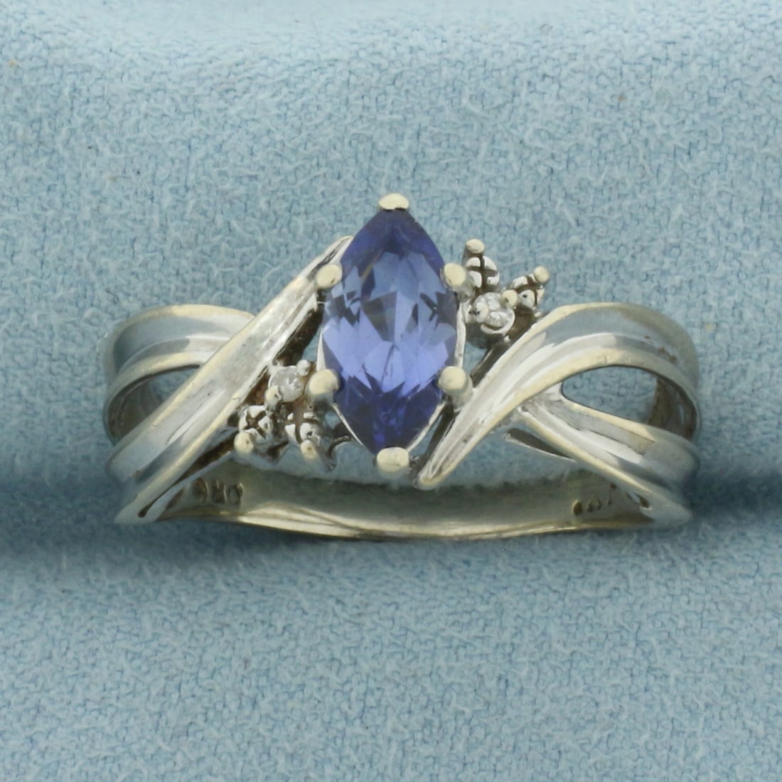 Sapphire and Diamond Ring in 10k White Gold