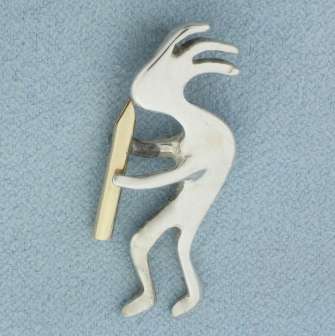 Native American Kokopelli Pendant in Sterling Silver and 14k Yellow Gold