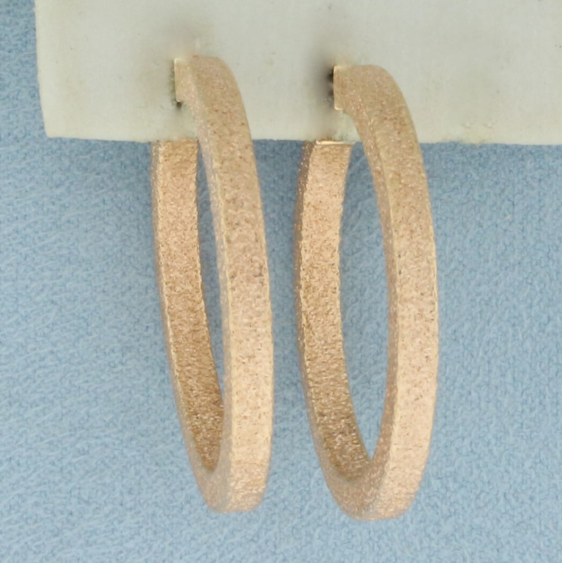 Italian Sandblast Hoop Earrings in 18k Rose Gold