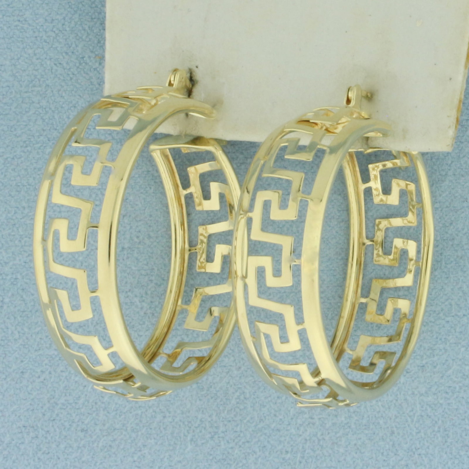 Greek Key Hoop Earrings in 14K Yellow Gold (1 of 2)