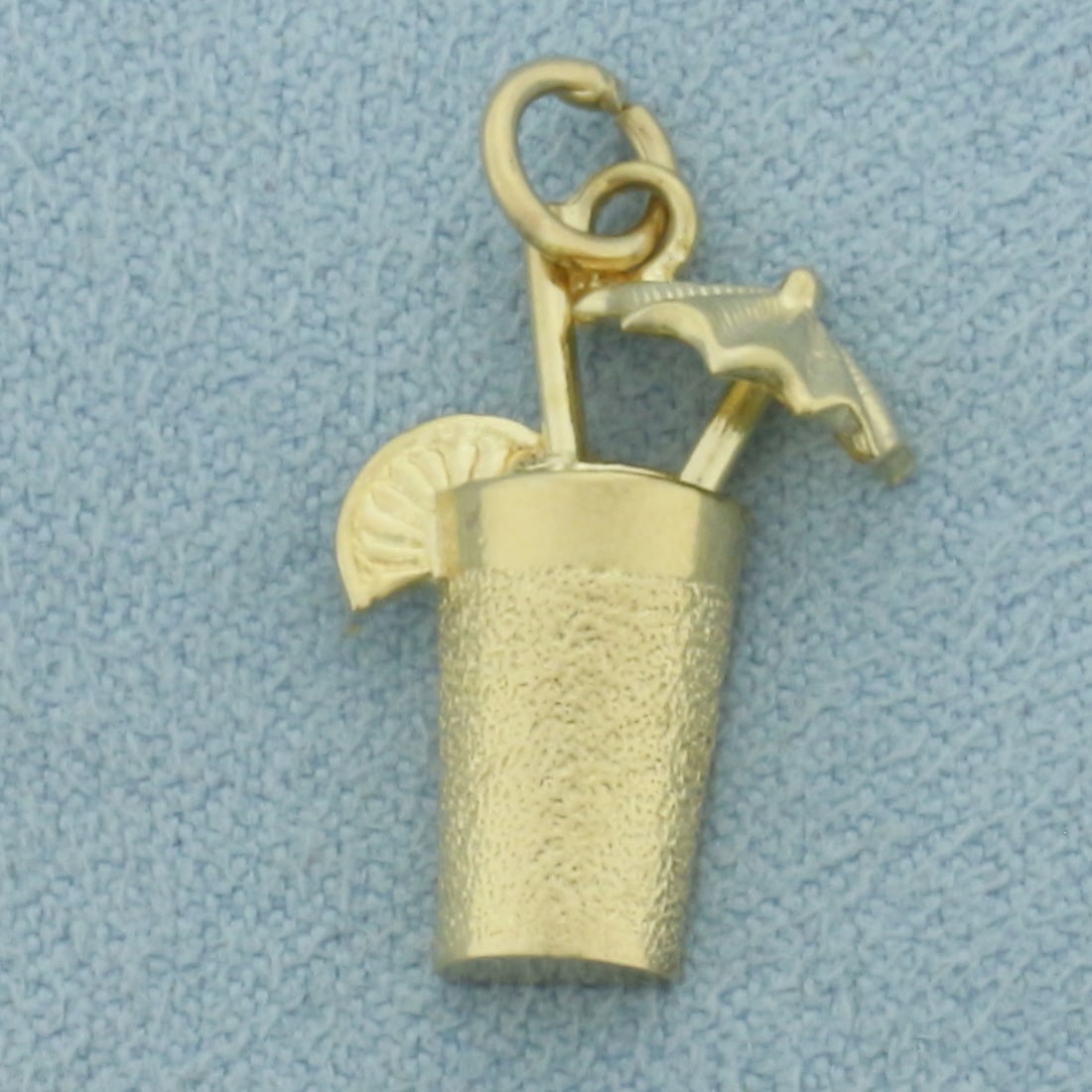 Cocktail With Umbrella Charm in 14k Yellow Gold