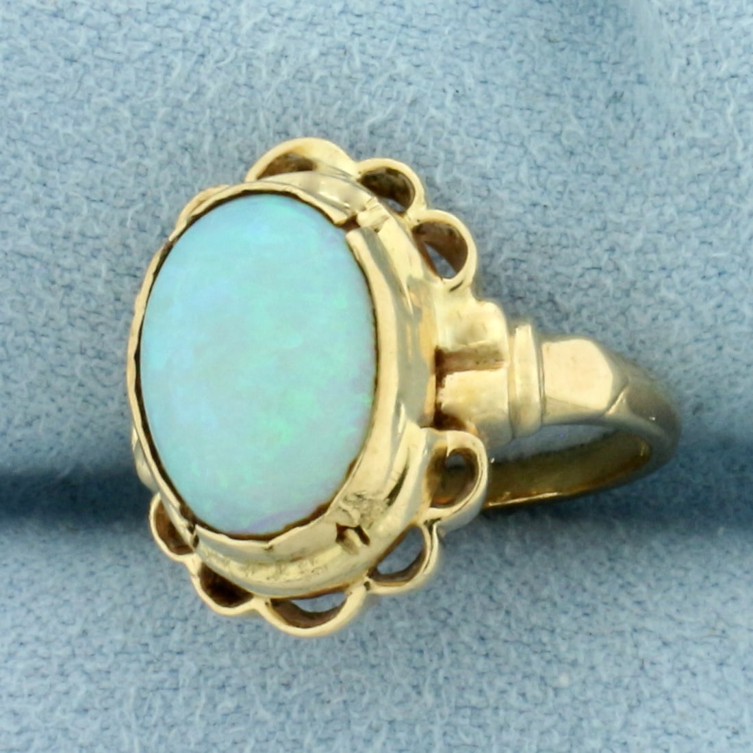 Opal Solitaire Ring in 14k Yellow Gold - 2