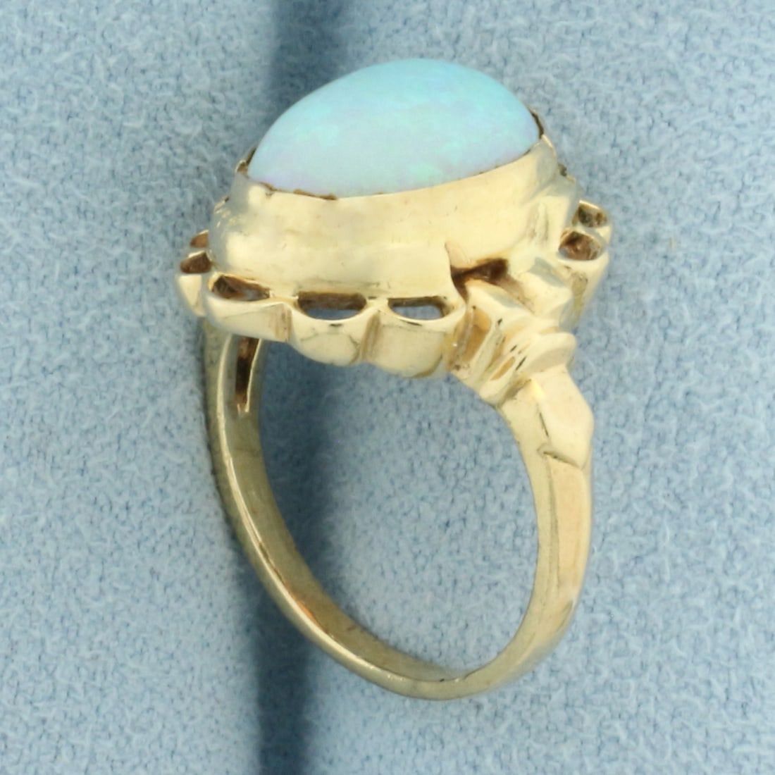 Opal Solitaire Ring in 14k Yellow Gold - 3