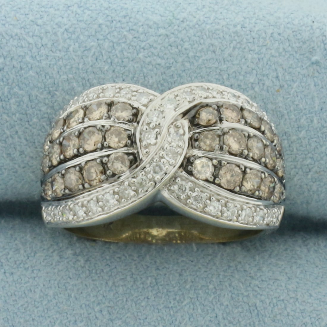 Cognac and White Diamond Ring in 10k White Gold (1 of 4)