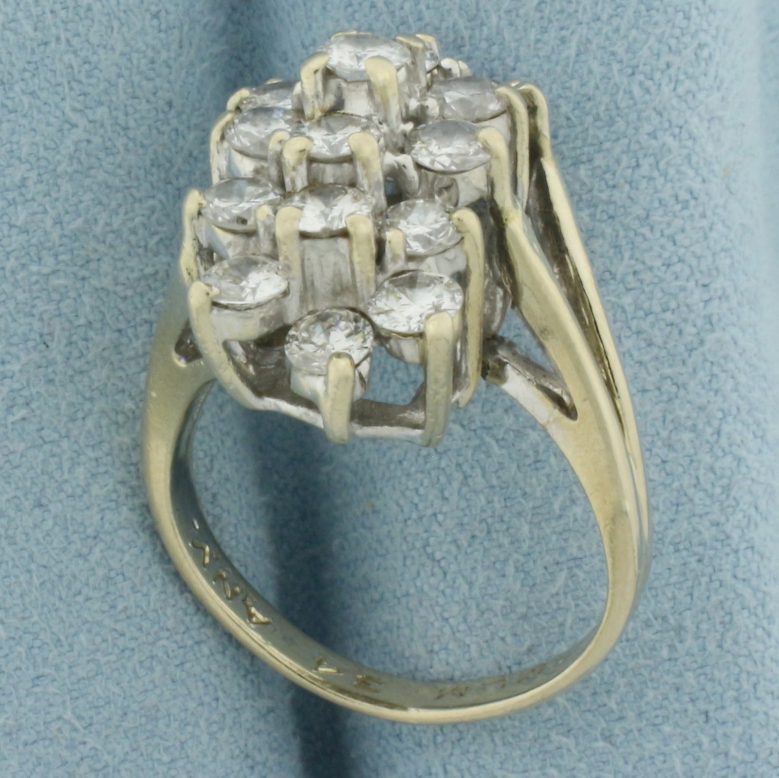 Diamond Waterfall Ring in 14k White Gold - 3
