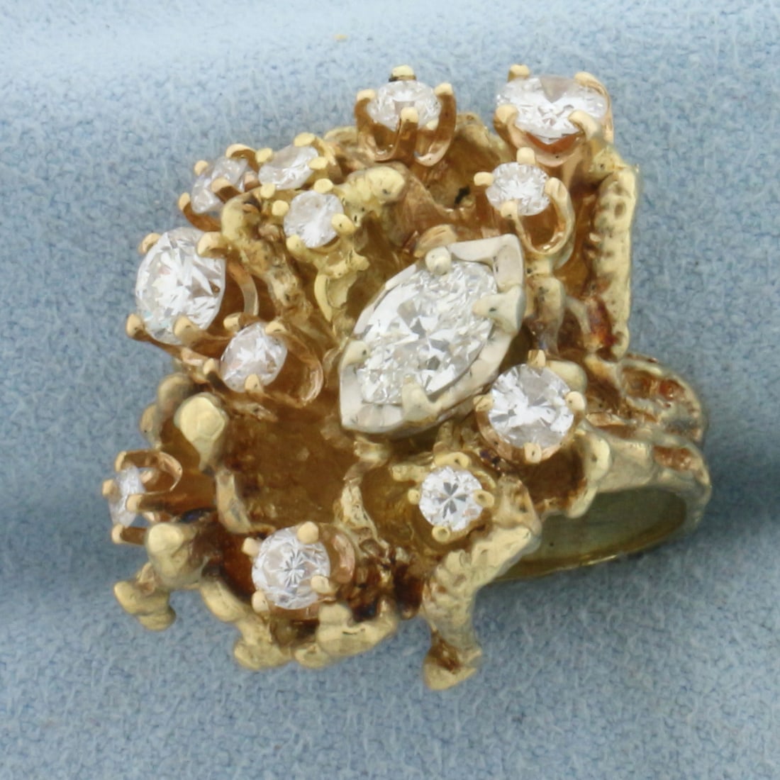 Diamond Nugget Statement Ring in 18k Yellow Gold - 2
