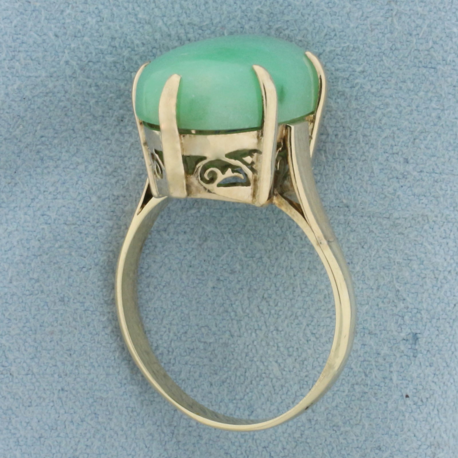 Jade Solitaire Statement Ring in 14k Yellow Gold - 3