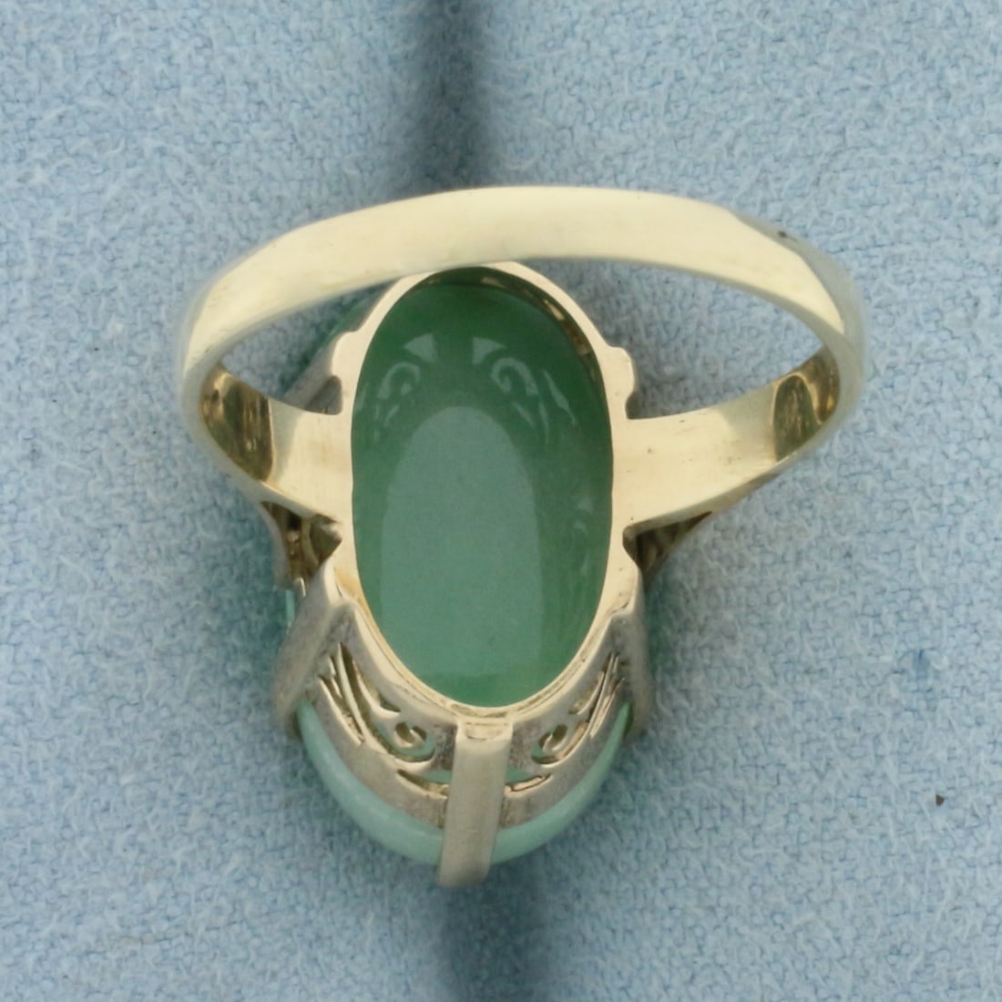 Jade Solitaire Statement Ring in 14k Yellow Gold - 4