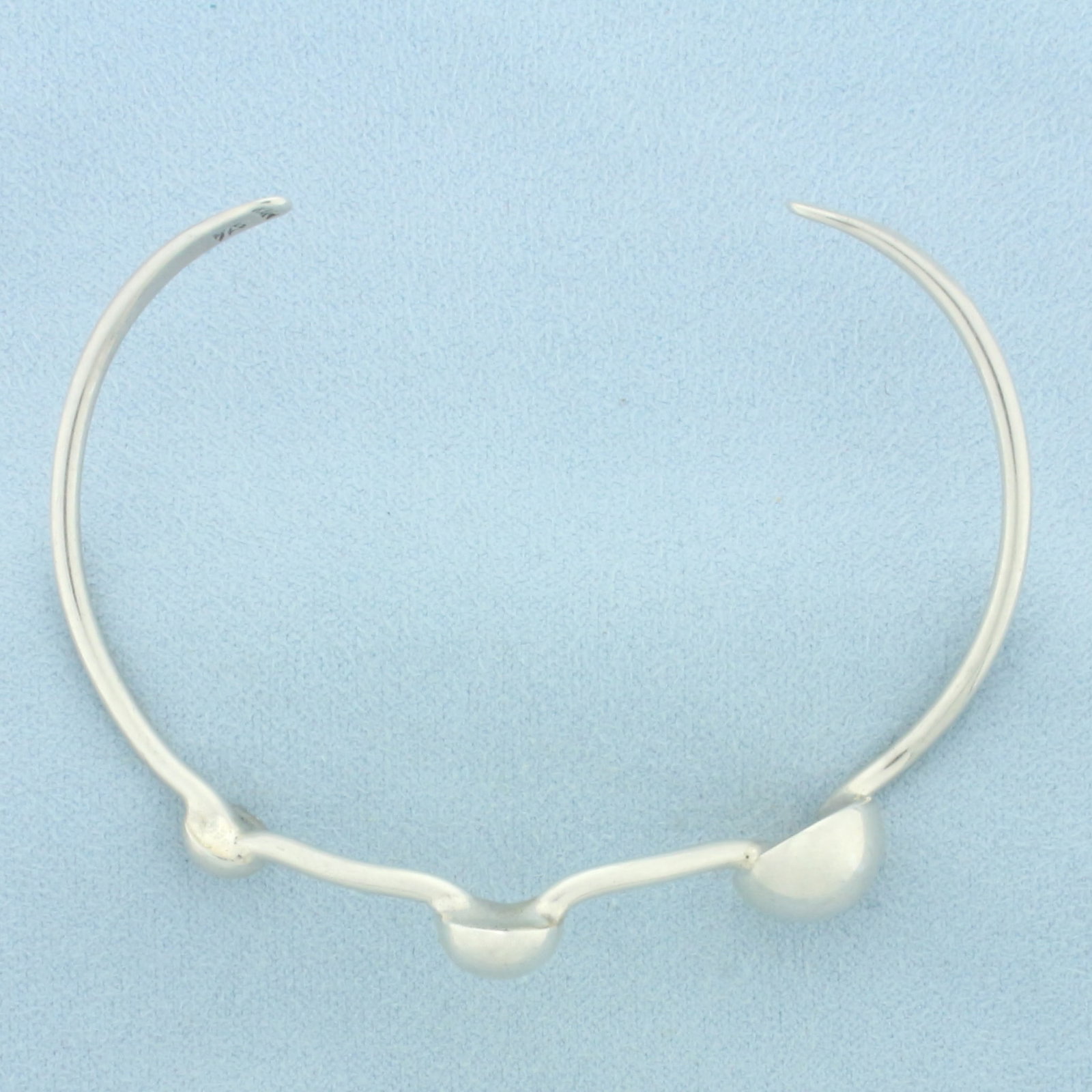 Three Bead Bangle Bracelet in Sterling Silver - 2
