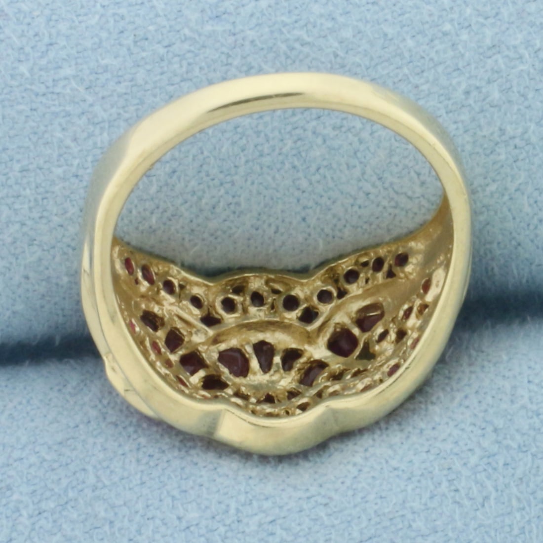 Vintage Ruby Wave Design Ring in 10k Yellow Gold - 4