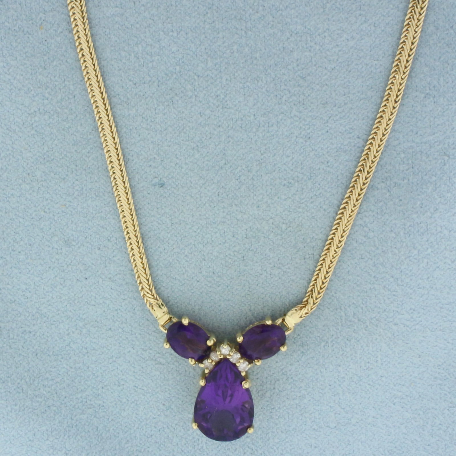 Amethyst and Diamond Necklace in 14K Yellow Gold (1 of 2)