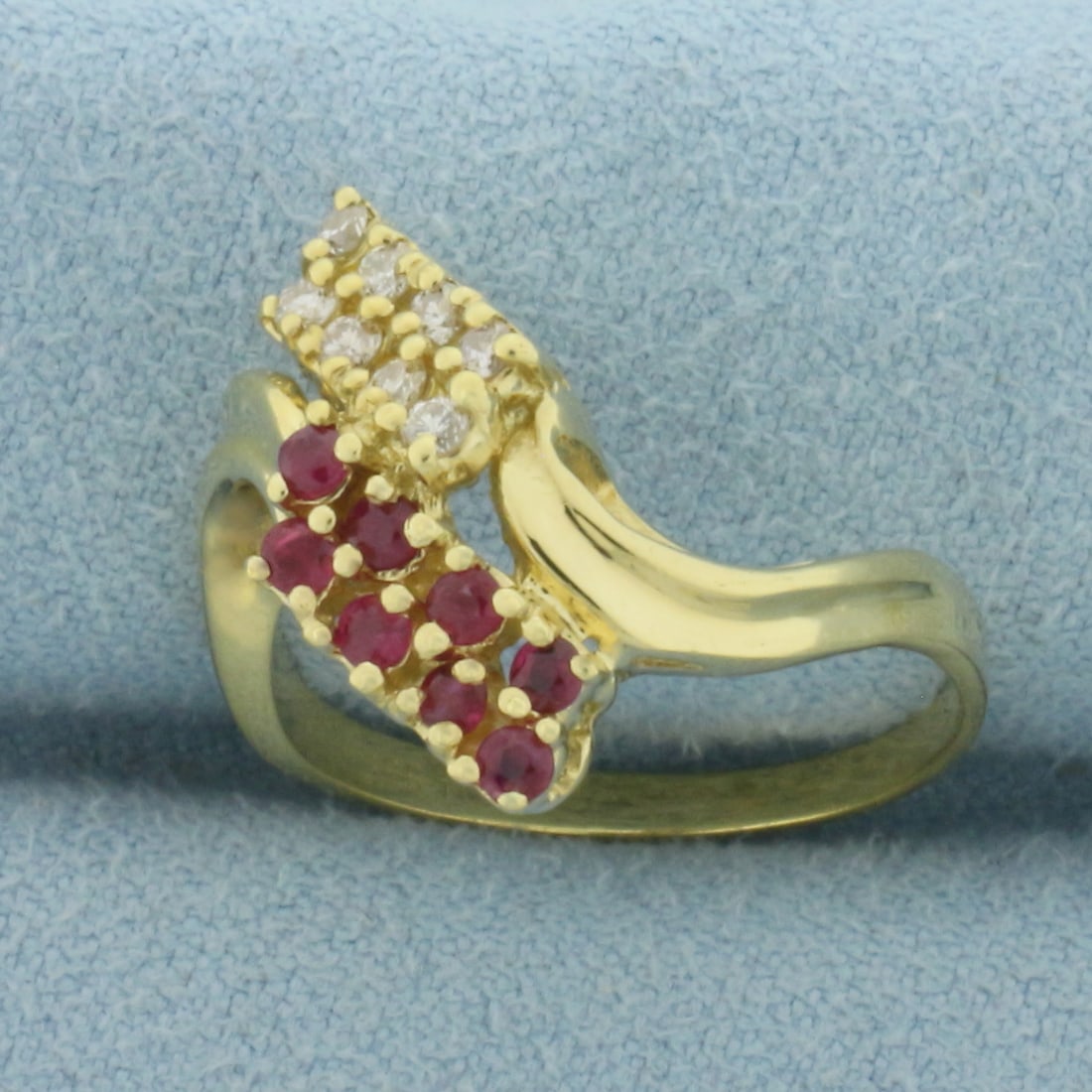 Ruby and Diamond Bypass Ring in 18k Yellow Gold - 2