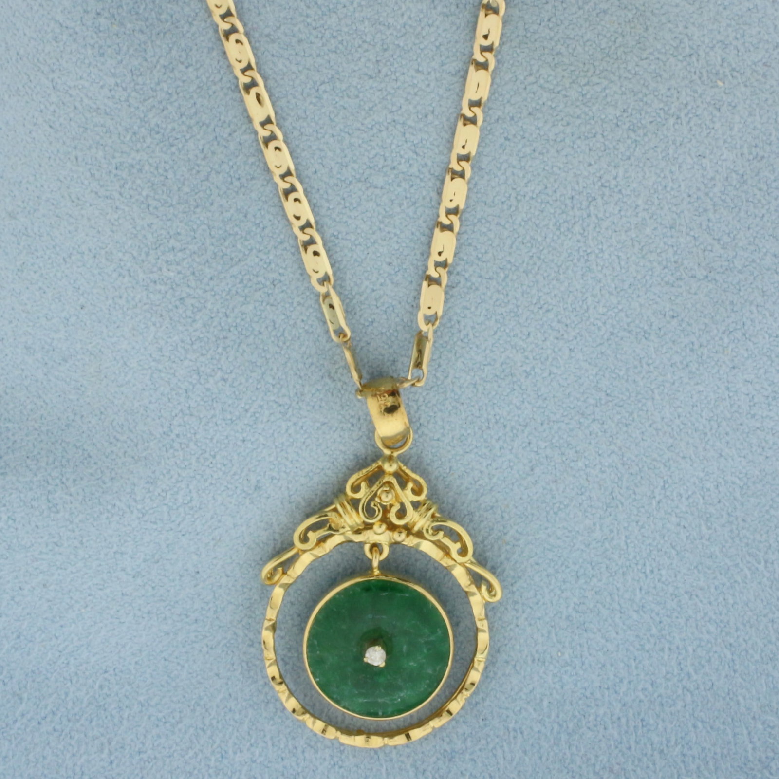 Jade and Diamond Necklace in 18K Yellow Gold (1 of 2)