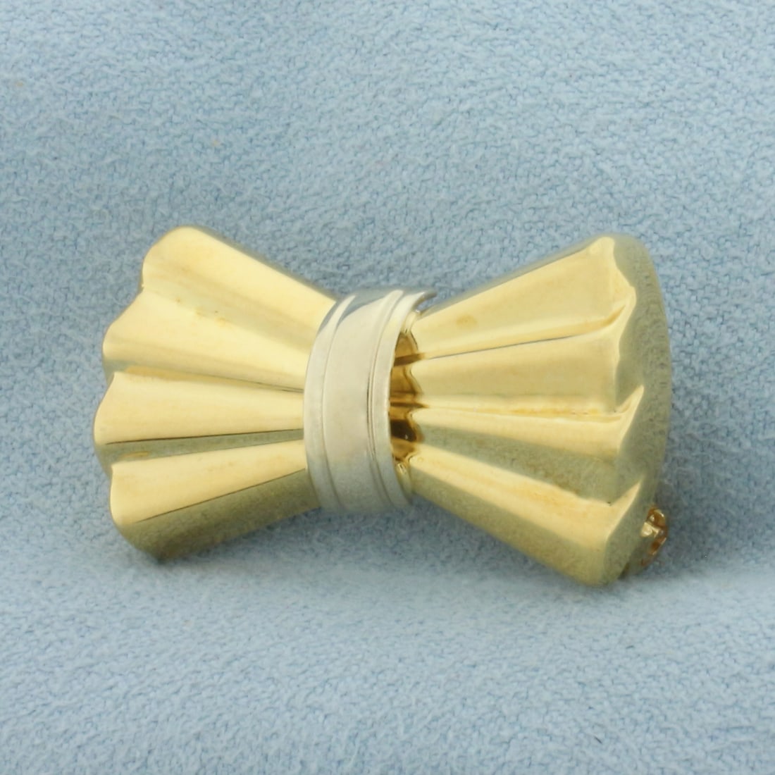 Bowtie Brooch Pin in 18k Yellow and White Gold