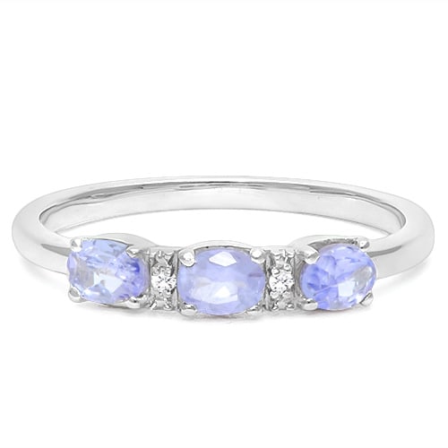 Tanzanite & Diamond Ring in Sterling Silver - 2