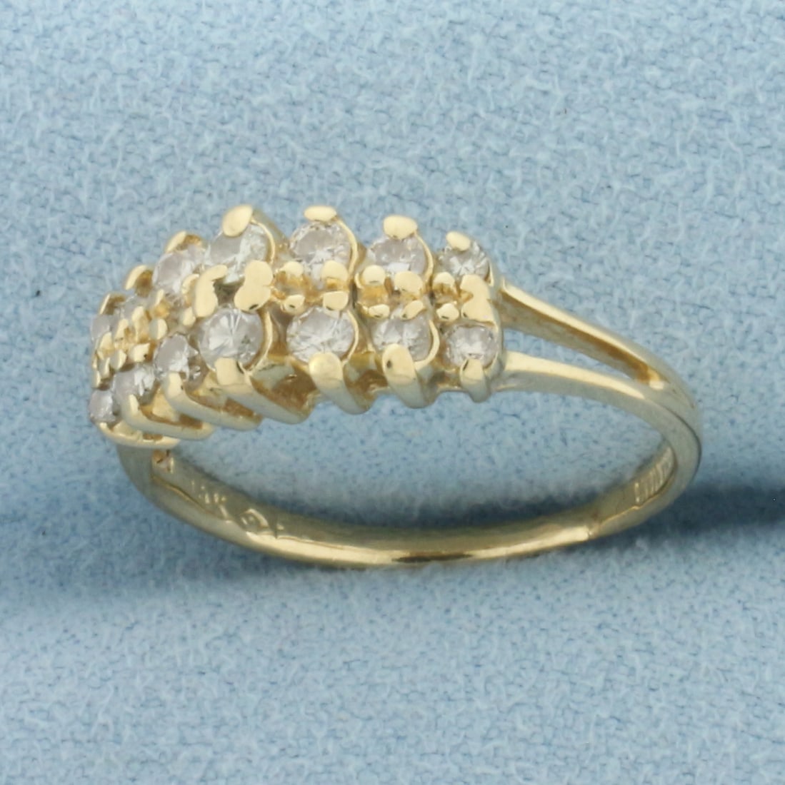 Double Diamond Row Ring in 14k Yellow Gold - 2
