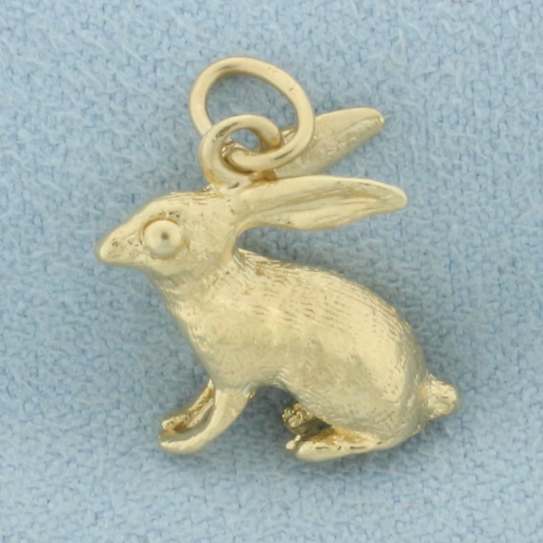 3D Rabbit Zodiac Charm in 14k Yellow Gold: In 14k yellow gold. 3/4 inches long (including jump ring) by 5/8 inches wide. 3.4g.