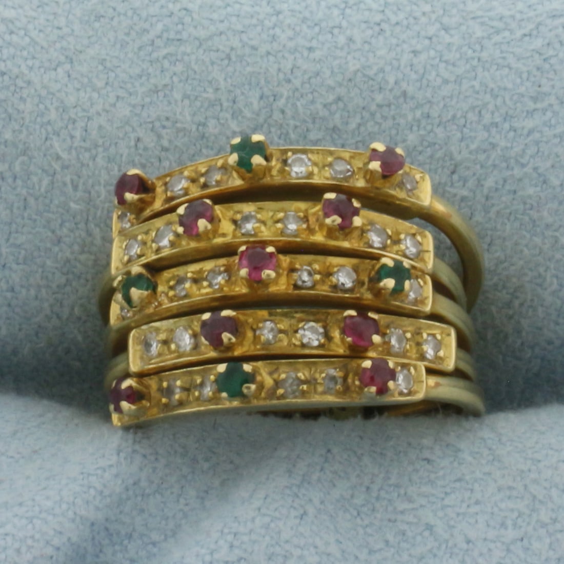 Emerald Ruby and Diamond Stacking Rings in 18K Yellow Gold (1 of 4)
