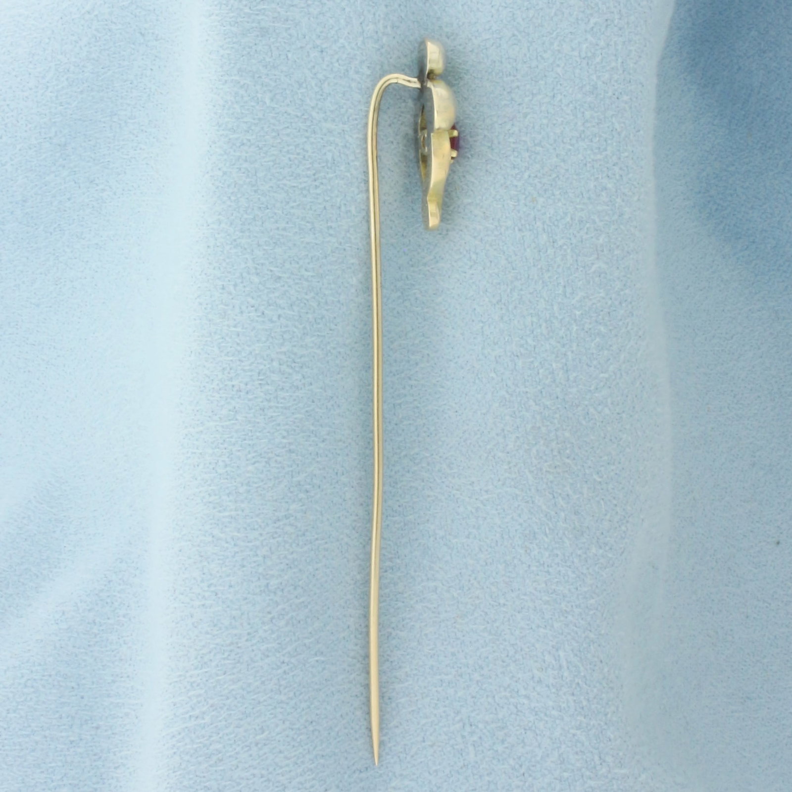 Ruby Stick Pin in 10k Yellow Gold - 2