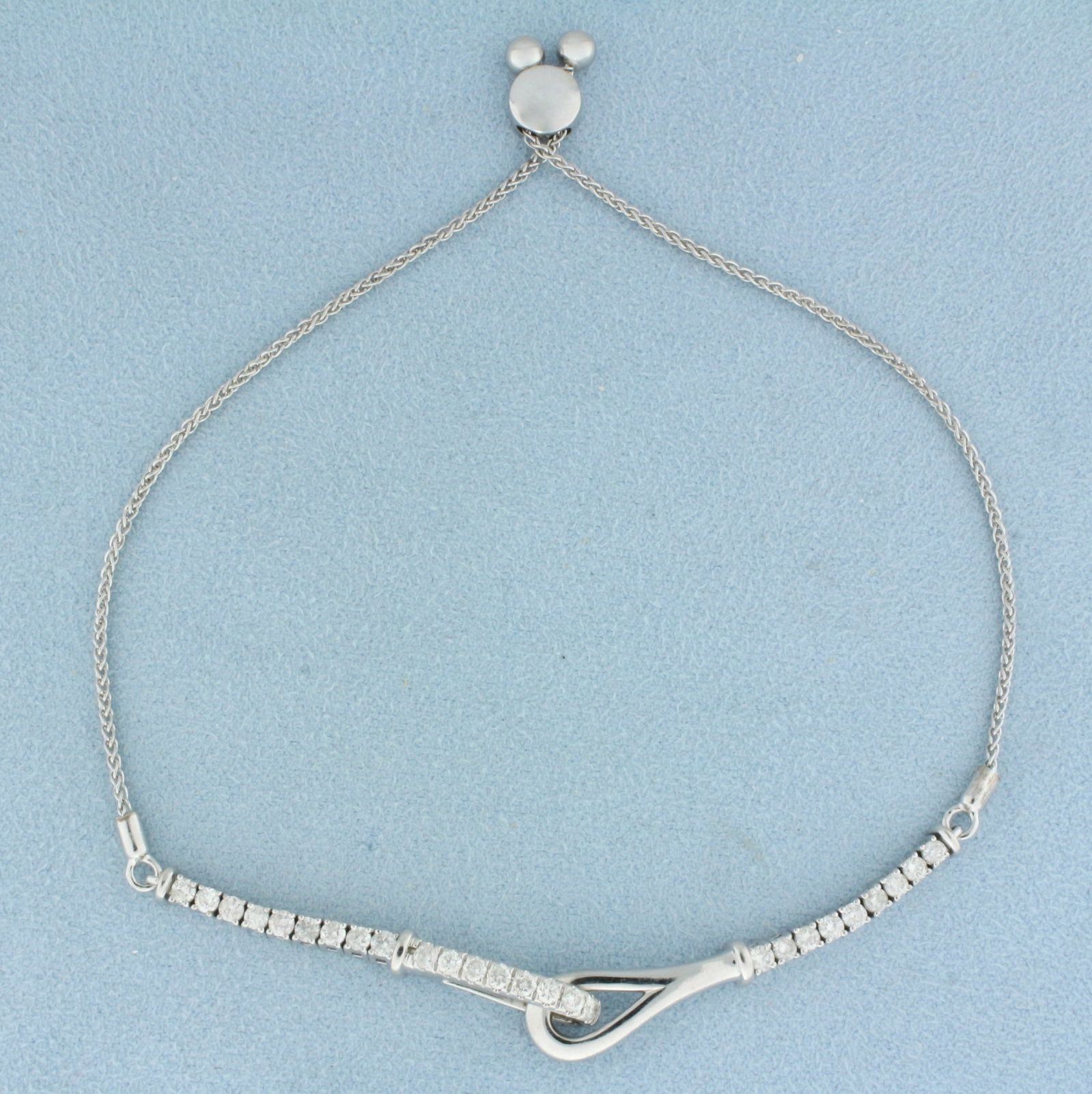 Adjustible Length Designer Diamond Bracelet In 14k White Gold