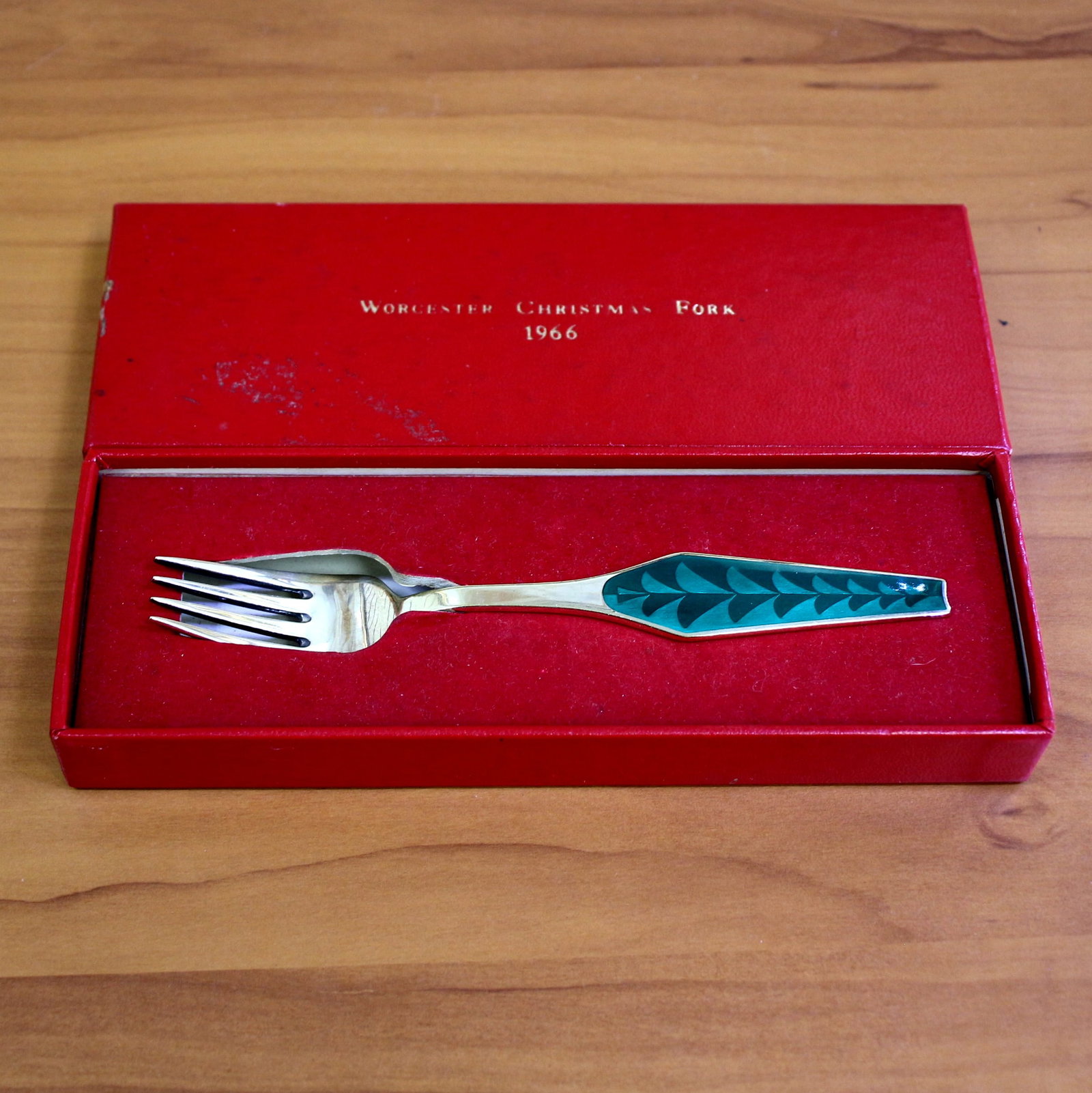 Sorenco Denmark 1966 Sterling Silver Christmas Fork: In .925 Sterling Silver. 6 3/8 inches long. Enamel inlay. Excellent condition. Original box included.