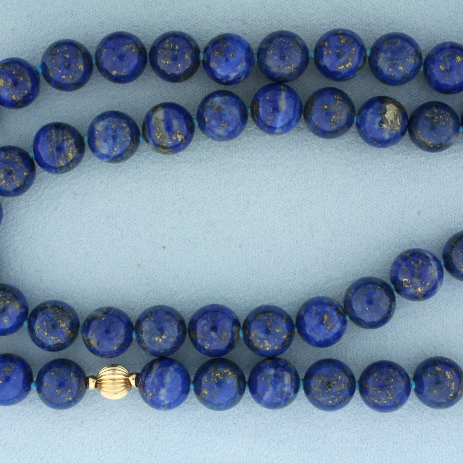 Lapis Lazuli and 14k Gold Bead Hand Knotted Strand Necklace (1 of 1)