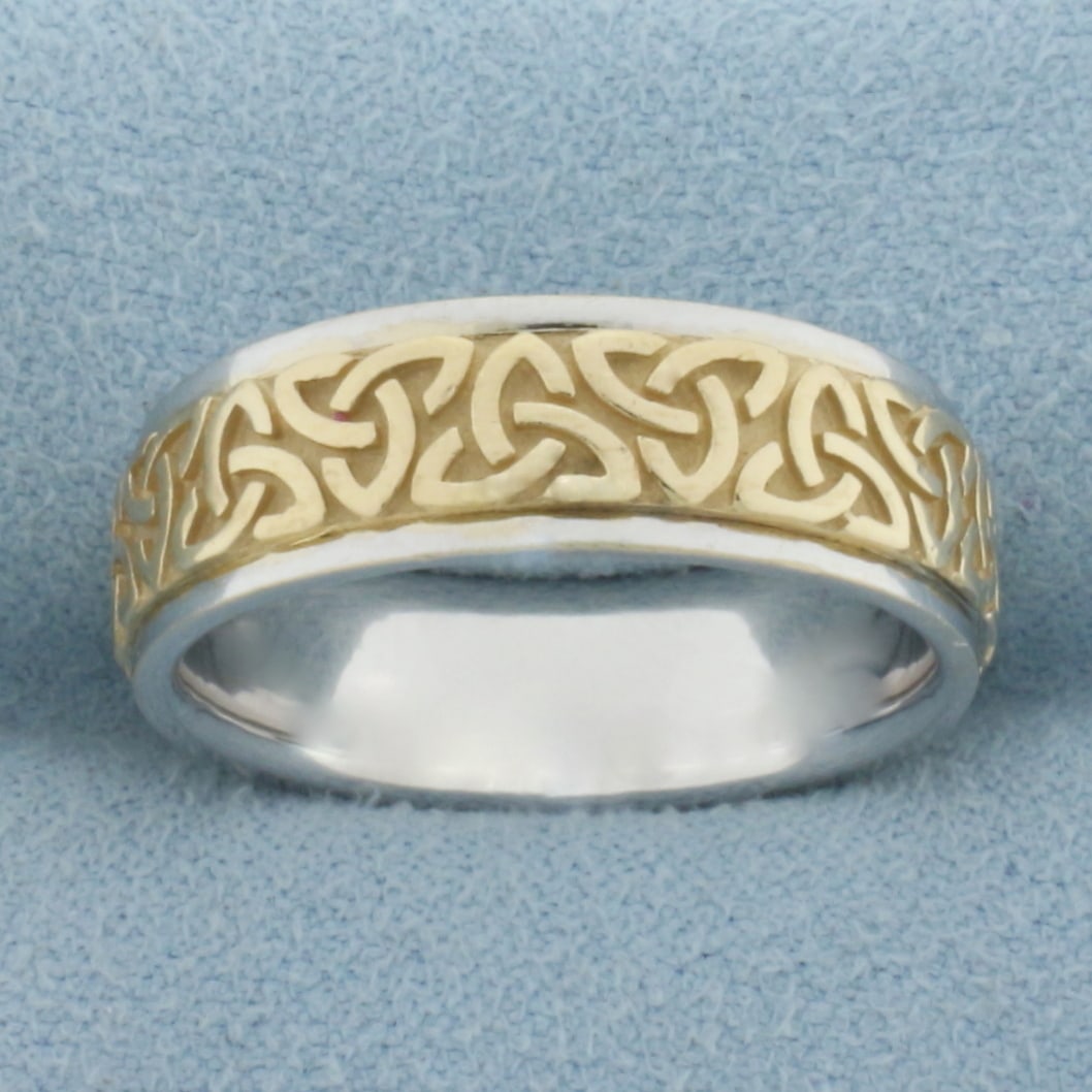 2-Tone Comfort Fit Wedding Band Ring in 14k White and Yellow Gold: In 14k white and yellow gold. 7mm wide. Comfort fit. Size 9.25. 10.1g.