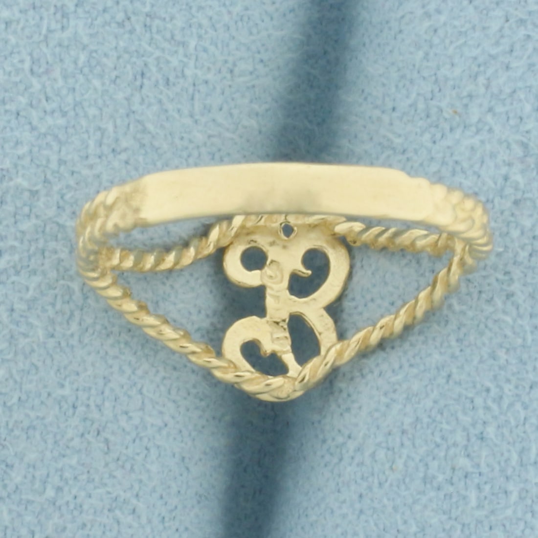 B Initial Ring in 14k Yellow Gold - 4