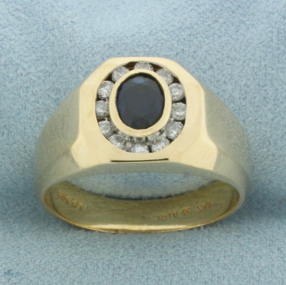 Men's Sapphire and Diamond Ring in 14K Yellow Gold (1 of 4)