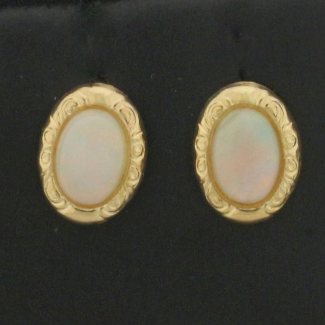 Vintage Opal Stud Earrings in 14K Yellow Gold (1 of 2)