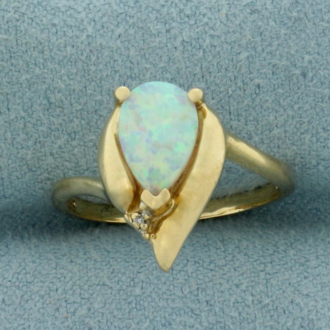 Opal and Diamond Ring in 10K Yellow Gold (1 of 4)