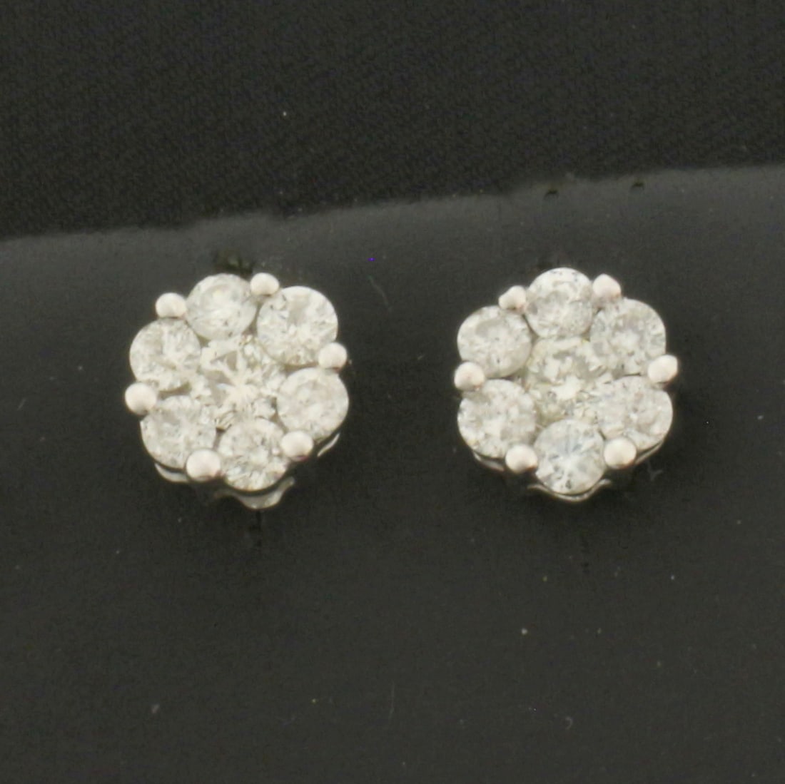 Diamond Cluster Earrings in 14K White Gold (1 of 2)