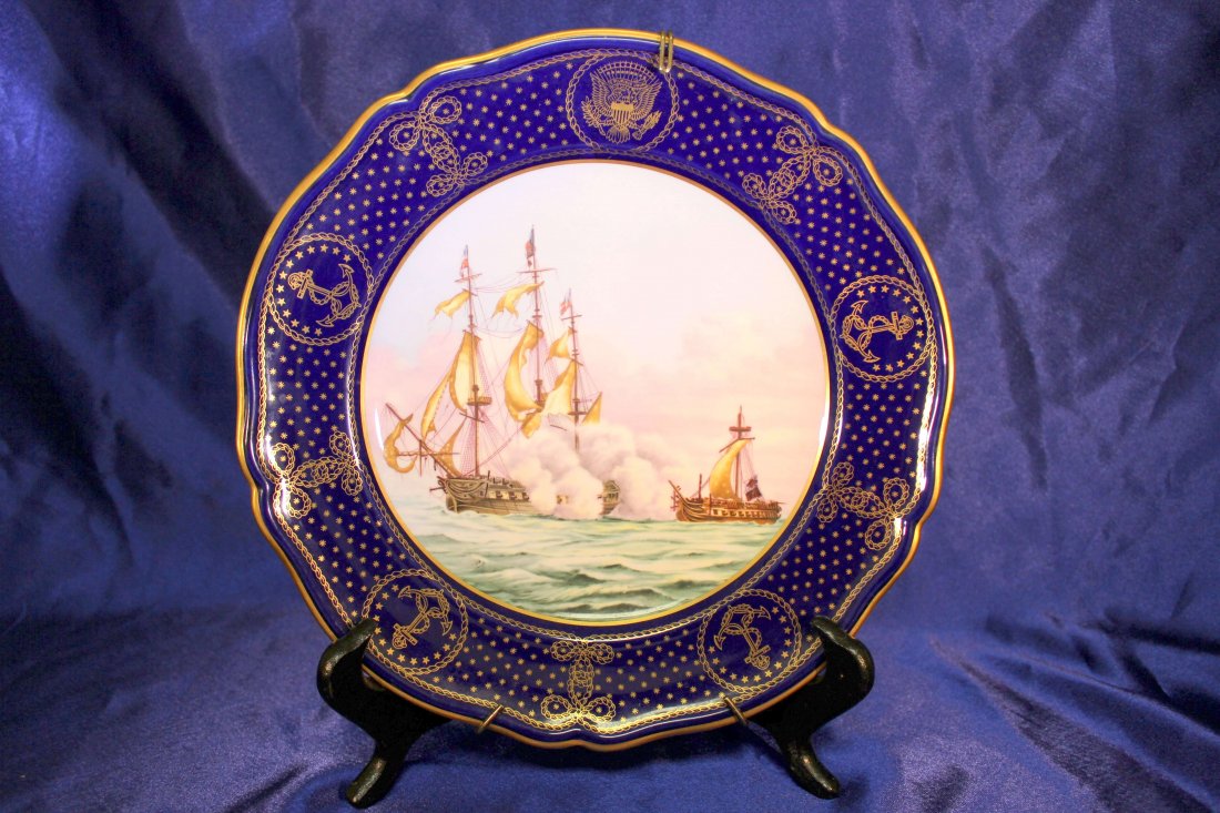 Spode Plate # 3: Beautiful Spode Plate #3 United States Maritime Plate Series. Very collectible and limited edition. "Navel Engagement of War 1812." No box