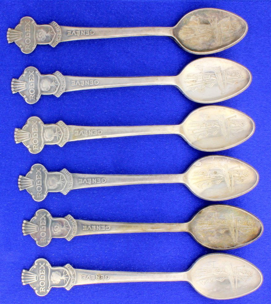 Vintage Rolex Collectors Spoons: Vintage Rolex Collectors Lucerne Bucherer of Switzerland Silver plate spoons B100 12. There are a group of 6…this is the real deal! 74.8g