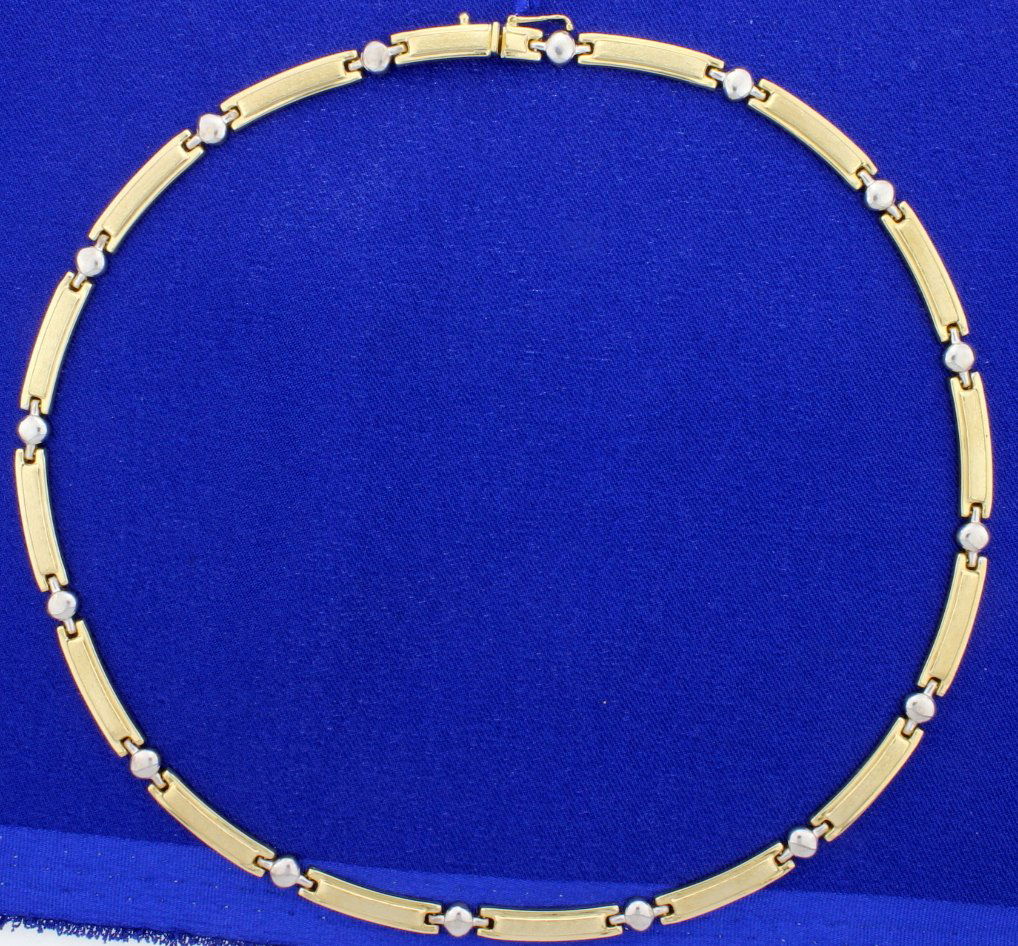 Two Tone Necklace: Fabulous 14k white and yellow gold 17" neck chain--great style!