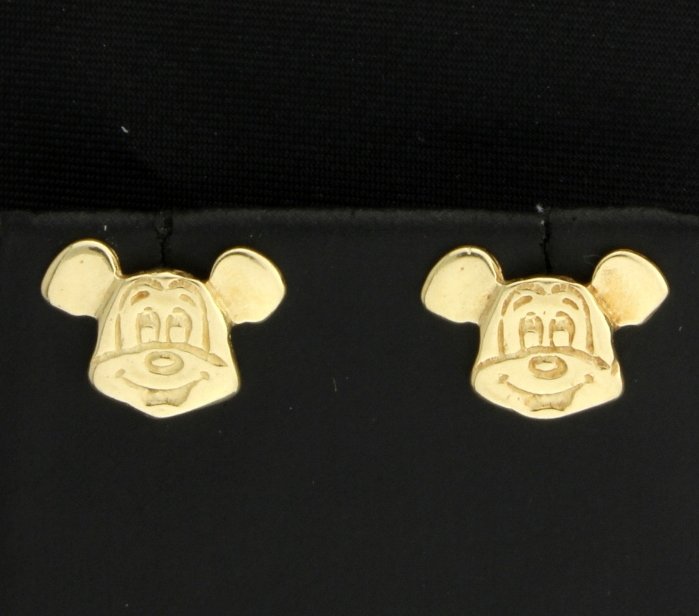 10K Yellow Gold Mickey Mouse Earrings: They are 1/4 inch long and have friction backs. 2.1g