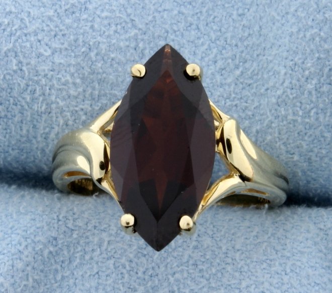 Garnet Marquise Large 14k Ring: This big ring is set in 14k gold and the garnet is 5/8" long! Size 6. 3.7g