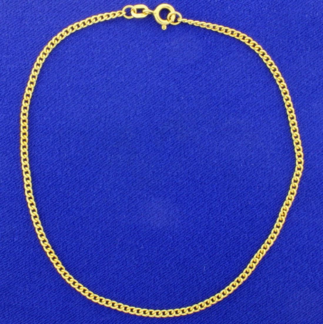 10 Inch Italian Made Anklet: In 10K yellow gold, it is 2.1mm wide. 1.4g