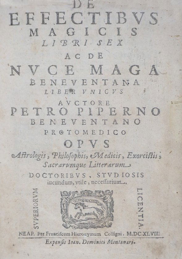 PIPERNO. De effectibus magicis libri sex. (1 of 2)