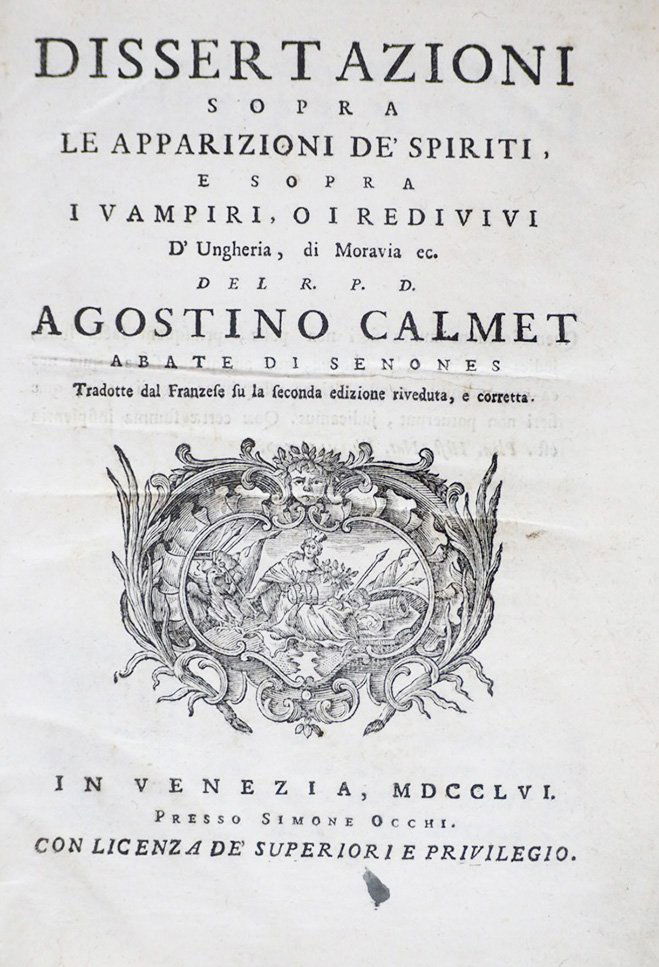 [VAMPIRES] CALMET. sopra le apparizioni de' spiriti (1 of 3)