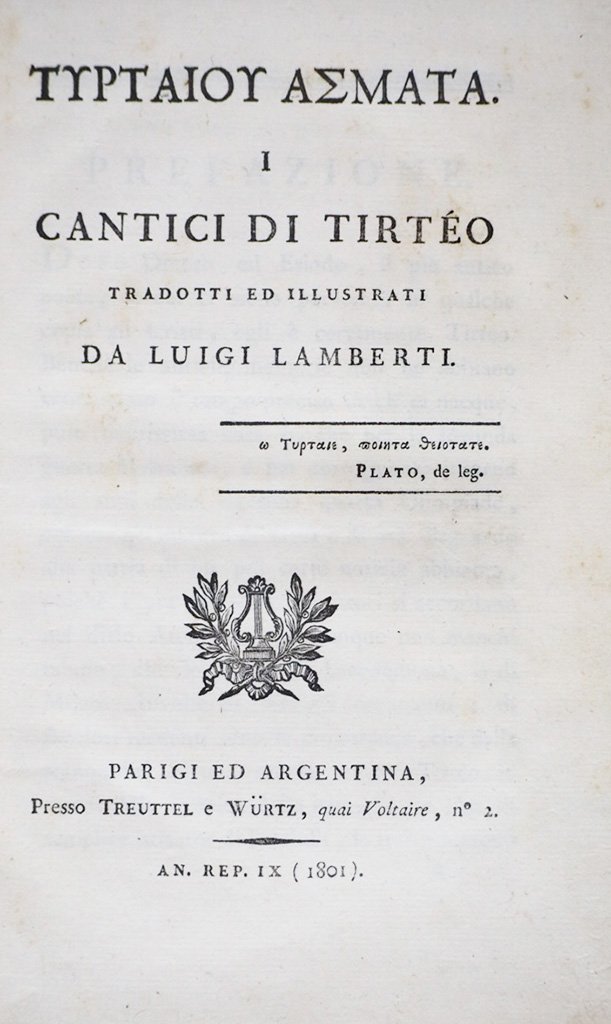 TYRTAEUS. I cantici di Tirtéo (1 of 1)