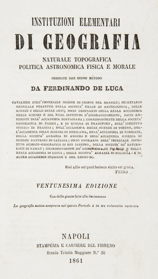 DE LUCA. Instituzioni elementari di geografia (1 of 2)