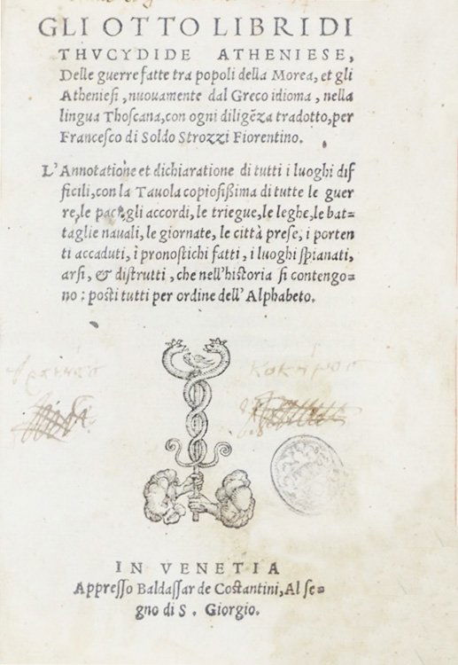 Greek history. THUCYDIDES. Gli otto libri di Thucydide. (1 of 2)