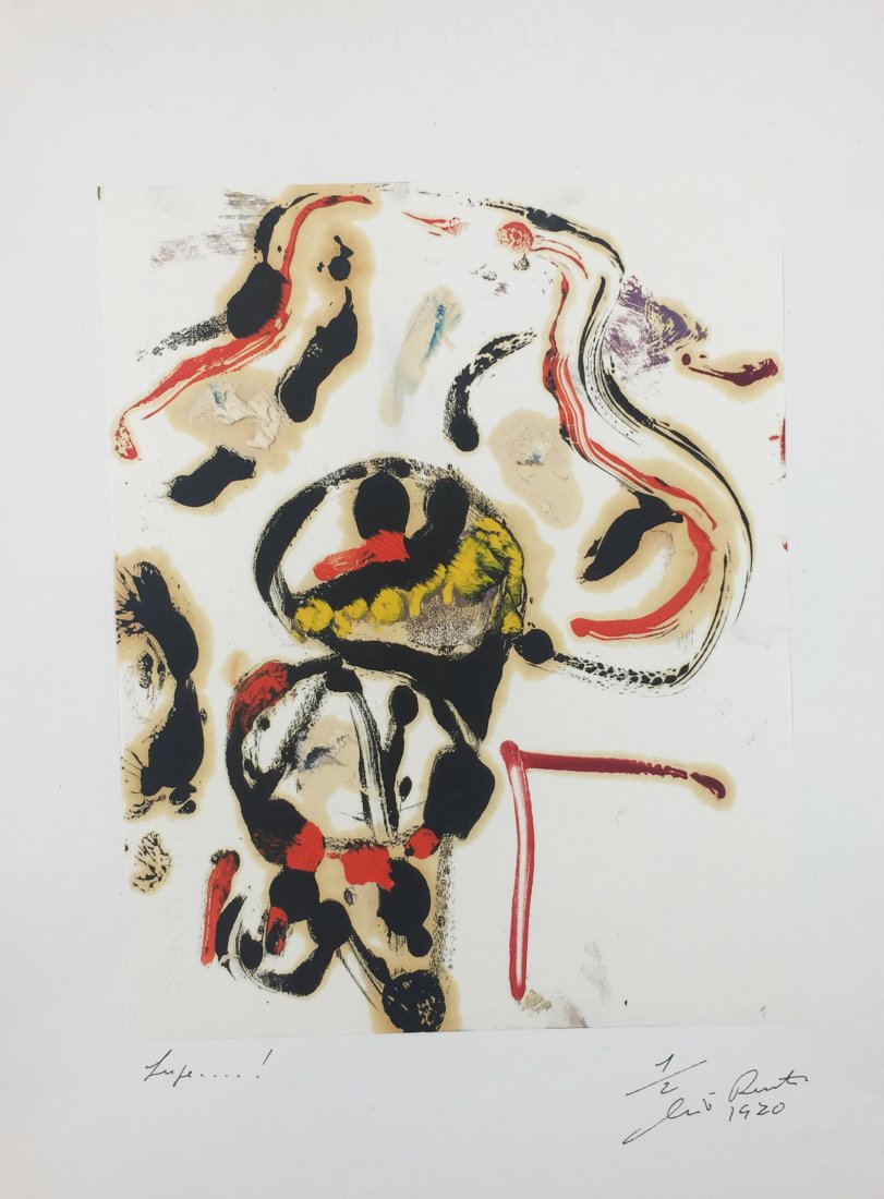 RENTI. Forse.: Olivio RENTI.Forse. 1970Foglio 280x220. Tecnica mista, acquerello e tempera su carta. Titolo, firma, data e numero 1/2 a matita sul cartoncino di supporto in basso. Ottima conservazione.