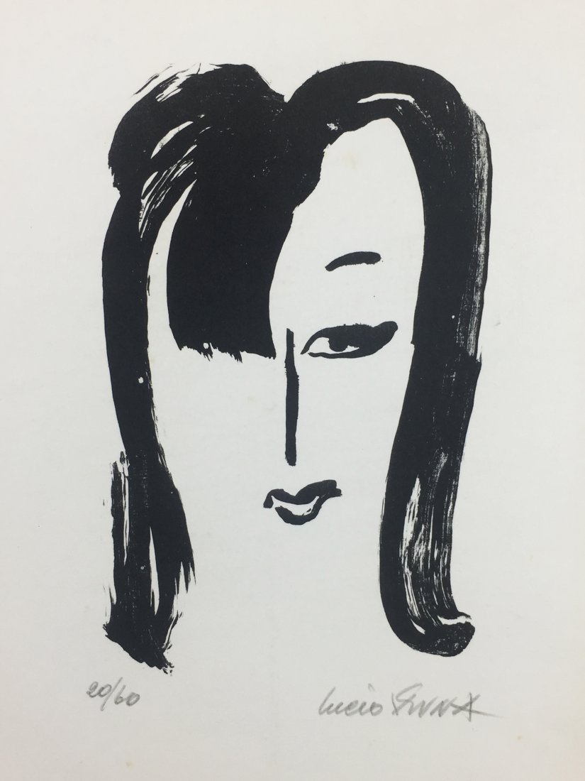 VENNA LANDSMANN. Litografia.: Lucio VENNA LANDSMANN. 1897 - 1974Senza titolo. Litografia fuori commercio. Numerata 20/60Foglio 230x345. Litografia. Foglio in due parti, testo a sinistra, ritratto litografico a destra. Numero e fir