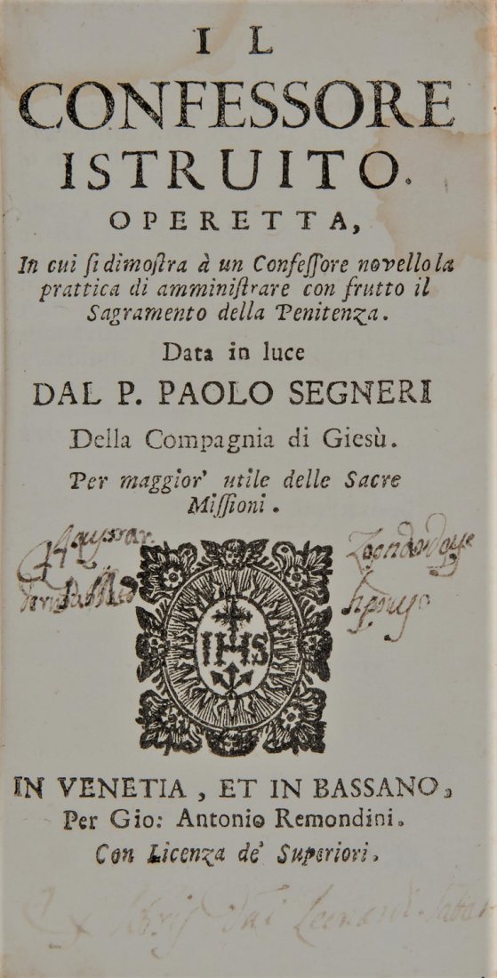 Lot of two works on religion by Segneri. (1 of 1)