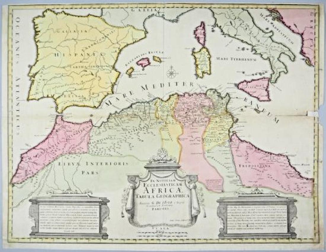 Africa. Delisle - Senex. Africae.: Africa Guillaume Delisle - John Senex. Africae. Map. 1745 Incisione in coloritura coeva. Buone condizioni, restauro nella parte destra. 483x630 mm.